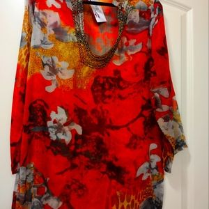 Fall Colored Beautiful Sheer Blouse XL